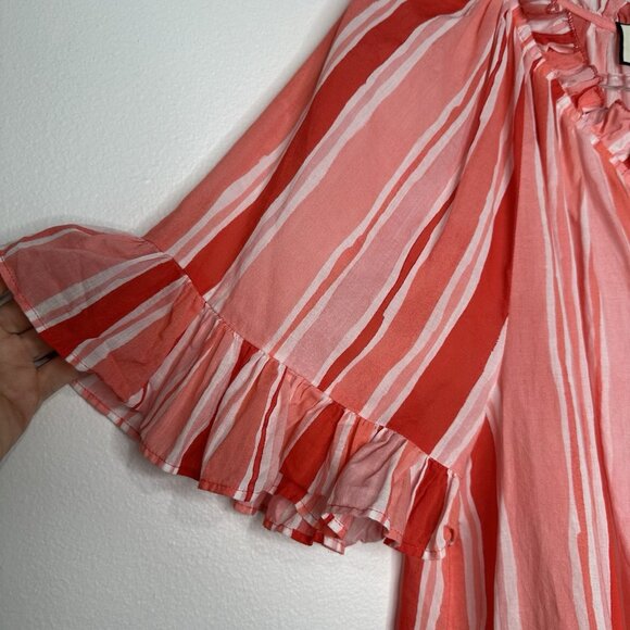 Tuckernuck Cassis Sunrise Stripes Top XL Pink Gauzy Peasant - Picture 4 of 12